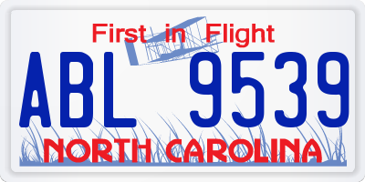 NC license plate ABL9539
