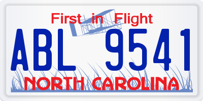 NC license plate ABL9541