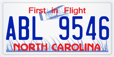 NC license plate ABL9546