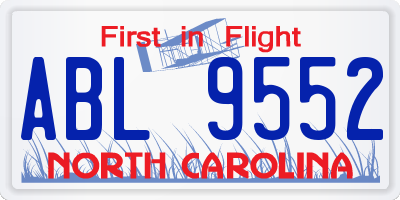 NC license plate ABL9552