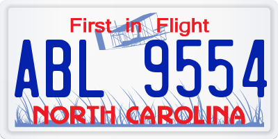 NC license plate ABL9554
