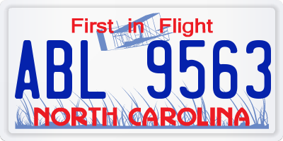 NC license plate ABL9563