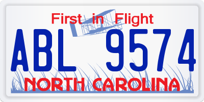 NC license plate ABL9574