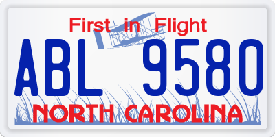 NC license plate ABL9580