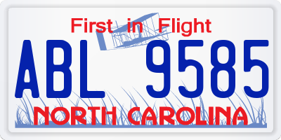 NC license plate ABL9585