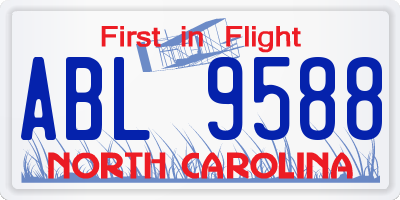 NC license plate ABL9588