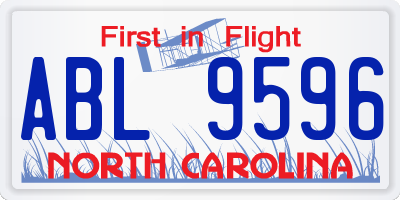 NC license plate ABL9596