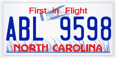 NC license plate ABL9598