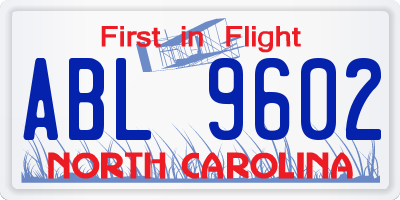 NC license plate ABL9602