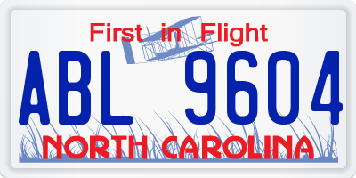 NC license plate ABL9604