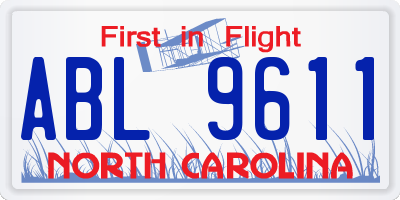 NC license plate ABL9611