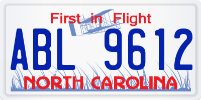 NC license plate ABL9612