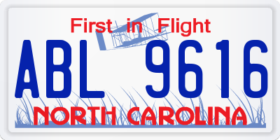 NC license plate ABL9616