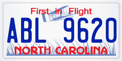NC license plate ABL9620
