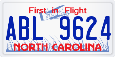 NC license plate ABL9624