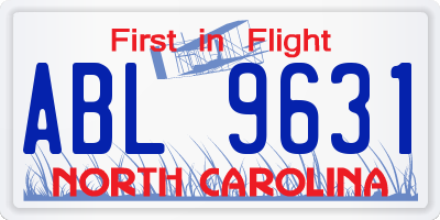 NC license plate ABL9631