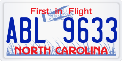 NC license plate ABL9633