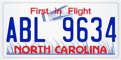 NC license plate ABL9634