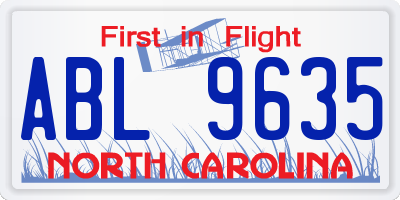 NC license plate ABL9635