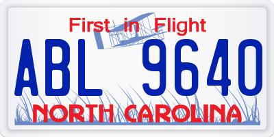 NC license plate ABL9640