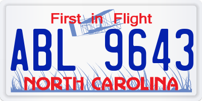 NC license plate ABL9643