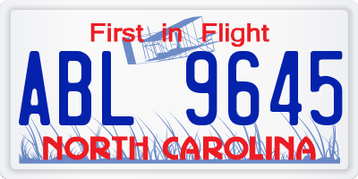 NC license plate ABL9645