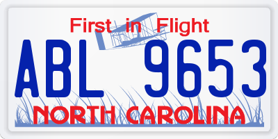 NC license plate ABL9653