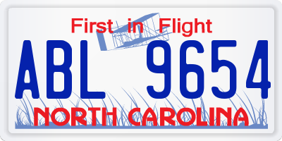 NC license plate ABL9654