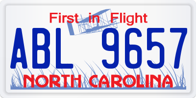 NC license plate ABL9657
