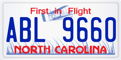 NC license plate ABL9660
