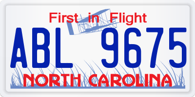 NC license plate ABL9675
