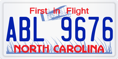 NC license plate ABL9676