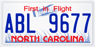 NC license plate ABL9677