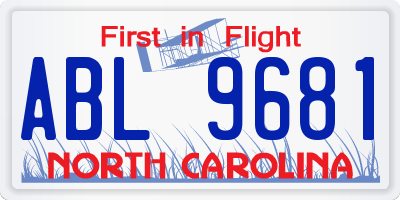 NC license plate ABL9681