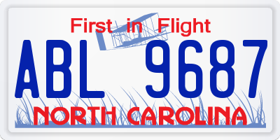 NC license plate ABL9687
