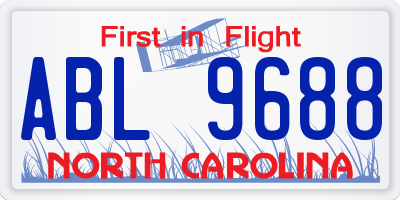 NC license plate ABL9688