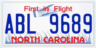 NC license plate ABL9689