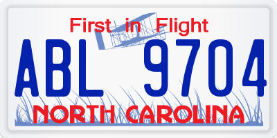 NC license plate ABL9704
