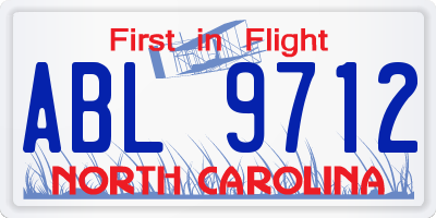 NC license plate ABL9712