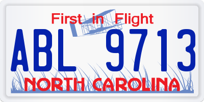 NC license plate ABL9713
