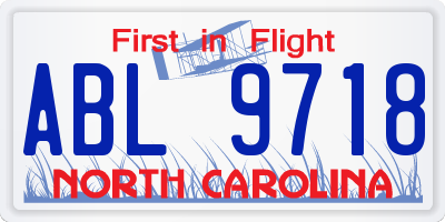 NC license plate ABL9718