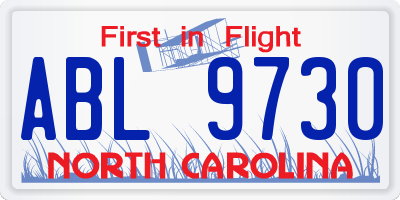 NC license plate ABL9730