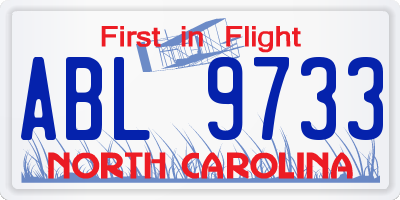 NC license plate ABL9733