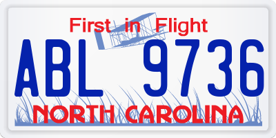 NC license plate ABL9736