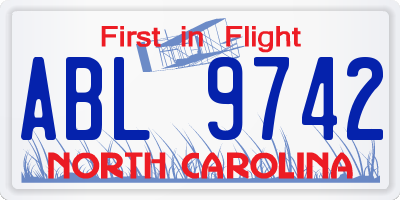 NC license plate ABL9742