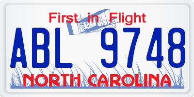 NC license plate ABL9748