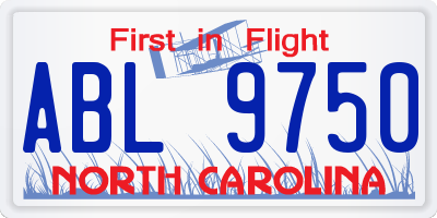 NC license plate ABL9750