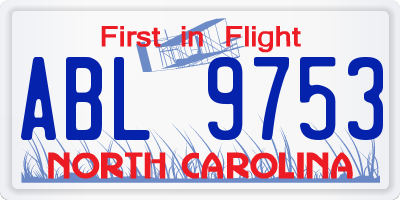 NC license plate ABL9753