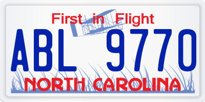 NC license plate ABL9770