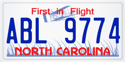 NC license plate ABL9774